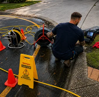 Repairing a burst drain pipe at a Alexandria home